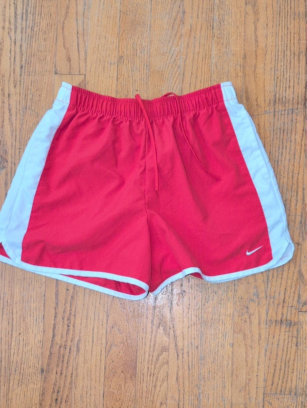 Nike Red Women's Athletic Shorts with White Trim